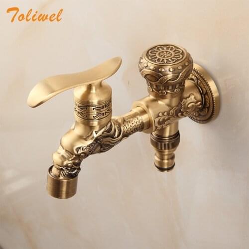 Antique Brass Bathroom Wall Mount Sink Basin Cold Water Faucet Tap G 1/2 Inch Outdoor Garden Hose Faucet Mop Sink tap