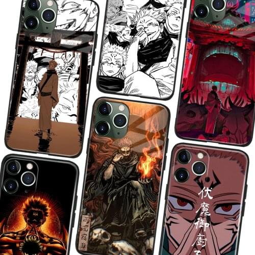 Sukuna Jujutsu Kaisen Manga Anime Soft TPU Glass Phone Case for IPhone SE 6s 7 8 Plus X Xr Xs 11 12 Mini Pro Max Samsung Redmi