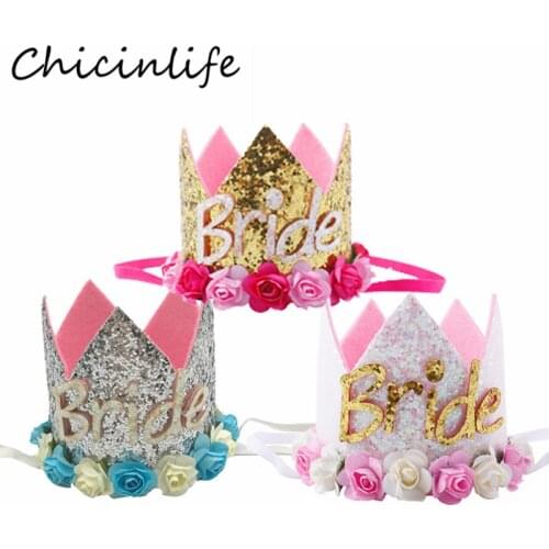 Chicinlife 1Pcs Bride Crown Headband Bachelorette Party Hen Night Decoration Bridal Shower Wedding Hat Hair Accessories Supplies