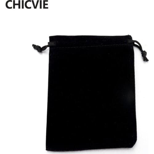 CHICVIE Black Fabric Pounches For Necklace Bracelet Earrings Jewelry Packaging SBG160001