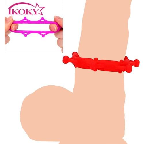 IKOKY Silicone Penis Ring Delay Ejaculation Sex Toys for Men Male Masturbation Dildo Extender Cock Ring Adult Products