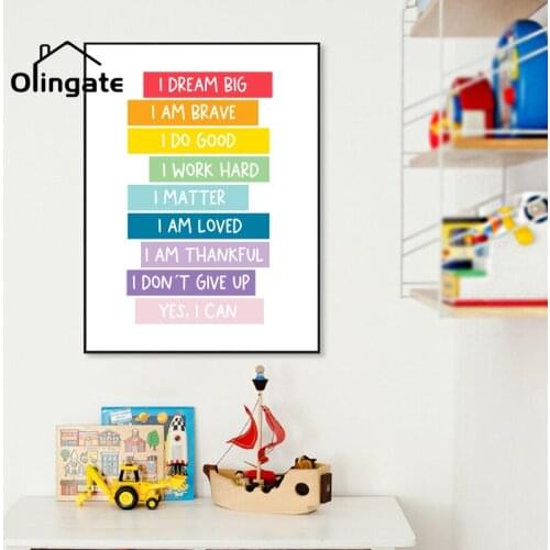Self Confidence Quotes Canvas Painting Kids Positive Affirmation Art Prints Picture One Piece Wall Art for Classroom Home Decor