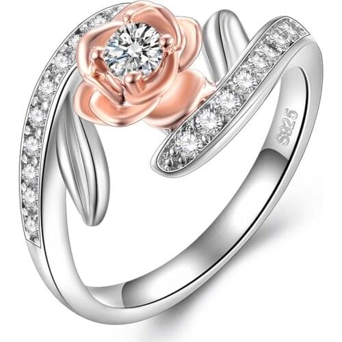 Rose Shape Ring Micro-inlaid AAA Zircon 925 Silver Ring Wedding Rings for Women Fashion Gift Jewelry Trend Full Drill Rings