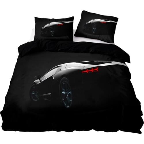 3D Black Modern Sports Car Pattern Duvet Cover Set With Pillowcase, 203x229 Quilt Cover,245x210 Blanket Cover,King Bedding Set
