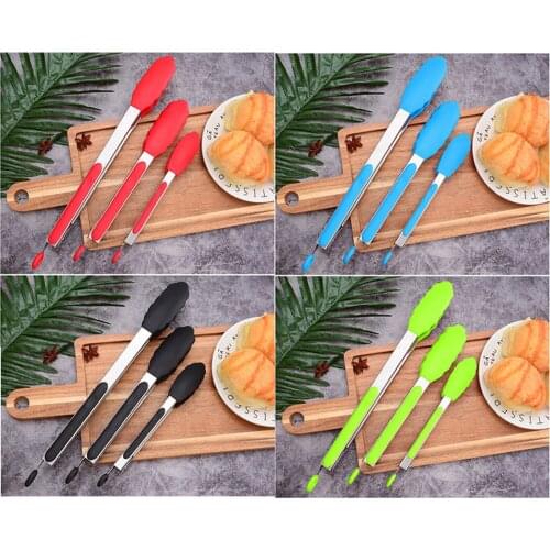 Kitchen Food Tongs Creative Heat-resistant Silicone Barbecue Tongs Serving Tongs BBQ Salad Tools Home Kitchen Accessories