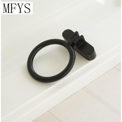 MFYS 1.26" Drop Ring Pulls Dresser Pull Handle Drawer Knobs Rings Steel Gold Chrome Black Cabinet Handles Furniture Hardware