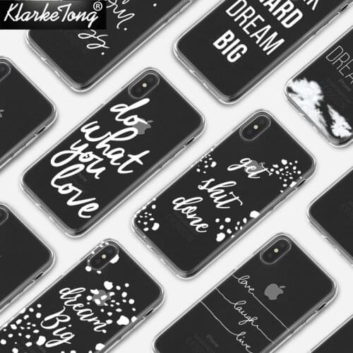 Lovely Cartoon Letter Phone Case For iPhone 12 11 pro XR XS MAX 7 8 6s Plus 5s SE White Words Pattern Cover Capa Fundas