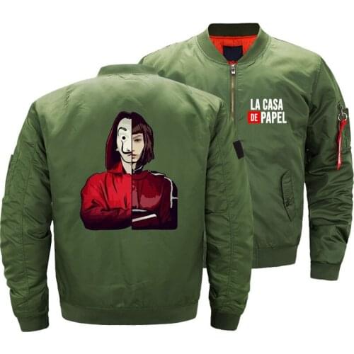 La Casa De Papel Money Heist Motorcycle Windbreaker Jacket House Of Paper Ma-1 Aviator Pilot Air Mens Bomber Jackets Coats 5XL