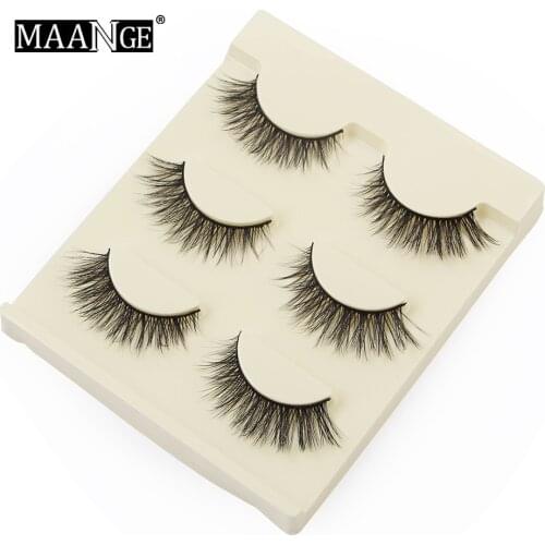 MAANGE 3 Pairs Manual Short False Eyelashes 3D Multi-layer Cross Messy Natural Eye Lashes Daily Dating Makeup Fake Eyelashes