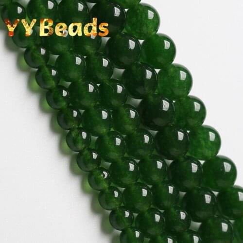 Natural Green Chalcedony Jades Beads Aquamarine Gem Stone Round Charms Beads For Jewelry Making Accessories 15" 4 6 8 10 12 14mm