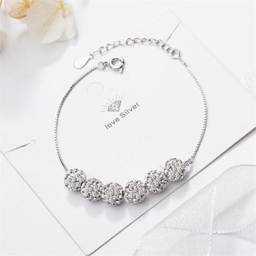 New Temperament Full Of Crystal Ball Popular 925 Sterling Silver Jewelry Romantic Transit Bead Personality Bracelets SB172