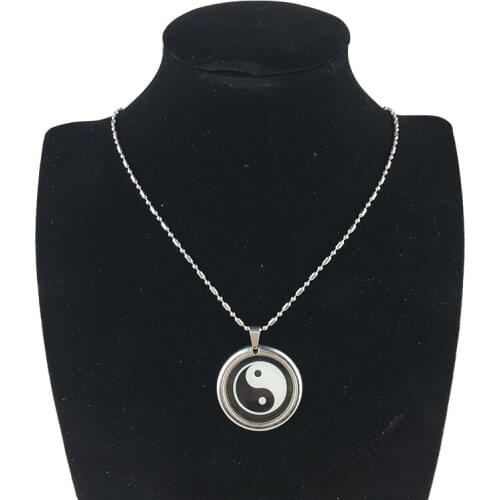 Yinyang Scalar Energy Quantum Pendant Necklace with 3 Health Stones Anti EMF Radiation Protection Magnetic Mens Chain Necklace