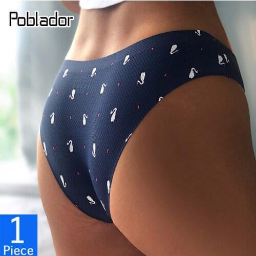 Poblador Sexy Womens Print Panties Underwear Seamless Underpants Low Waist Sport Thongs Comfort Soft Lady Lingerie G-String