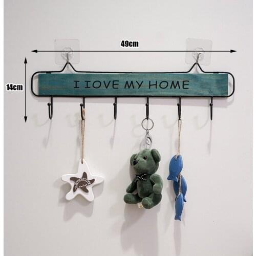 Blue Iron Wall Holders Nordic Simple Creative Kitchen Shelf Home Racks Hanger Keys Hooks Storage Rack Frame Organizer Decoration