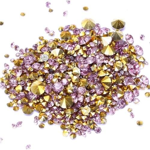 Light Purple Resin Rhinestones Wholesale PointBack Glue On Beads Many Size Diamond Jewelry Nail Art Wedding Dress Decoration DIY