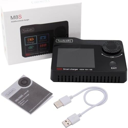 ToolkitRc M8s 400w 18A Color Screen Compact DC Charger Measurement Device For 1-8S Lipo LiHV Life Lion NiMh Pb Smart Charger