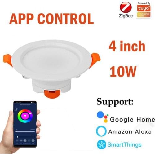 1-20 pcs 4 inch tuya zigbee led bulb downlight 10W support alexa google smartthings dimmable RGB/CCT warm cold light hub needed