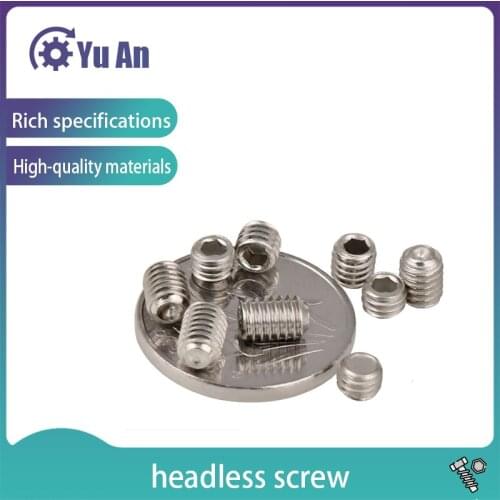 304 Stainless Steel Concave End Set Screw Hex Headless Screw Meter Screws M1.6- M6 10Pcs