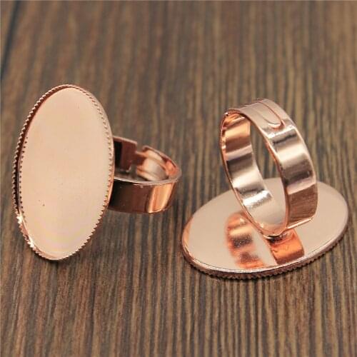 10pcs/lot 7 Colors Fit 10x14mm 13x18mm 18x25mm Glass Cabochon High Quality Copper Material Sawtooth Adjustable Ring Setting Base