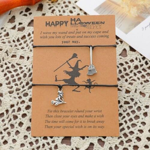 Funny Dancing Witch Card Bracelet Broom Witch Handmade Couple Bracelet Kids Jewelry Halloween Gift Wholesale Kid Bracelet Girl