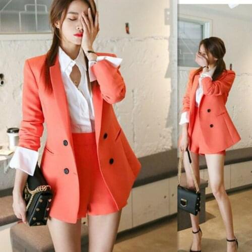 Set womens fashion spring and summer new OL temperament casual suit and high waist shorts small suit two-piece suit