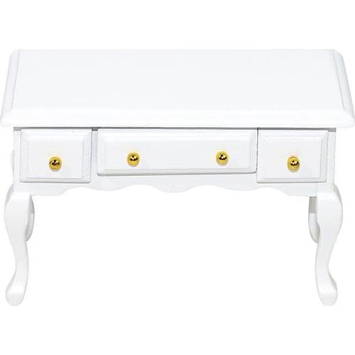 1/12 Dolls House Handmade Miniature Study Desk Wood Square Table for Living Room Creative Modern Furniture