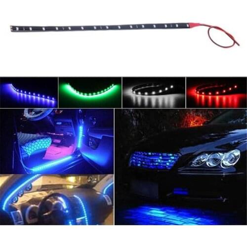LED Strip Light Flexible 12V Car Decor Waterproof 15 LEDs Interior Accessories Ornaments Decorative Lamp Car Lights 30cm 1PC