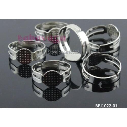 100pcs Wholesale Adjustable Ring Base Blank Finding Base Glue on 8mm Hole Pad