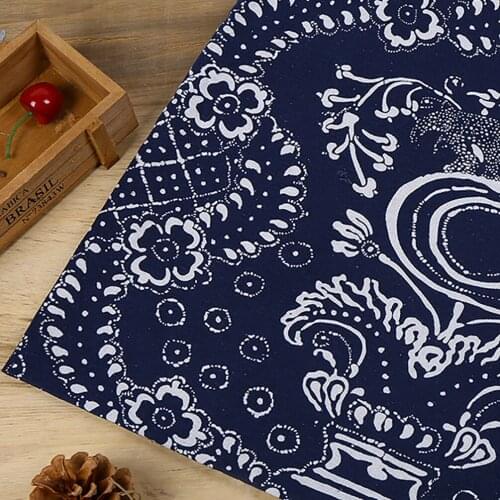 50cmX145cm 100% Cotton Chinese Style Dark Blue Calico Blue And White Color Fabric For DIY Home Decor Handmade Apparel