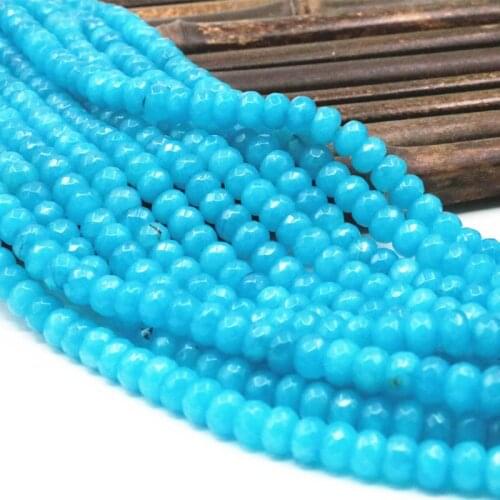 5x8mm Natural Stone Chalcedony Blue Jades Loose Beads for Jewelry Making DIY Necklace Bracelet Faceted Abacus Crafts 15inch A190
