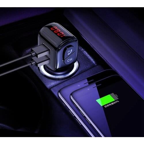 Car FM Transmitter Bluetooth 5.0 Car MP3 Player Wireless Handsfree Dual USB Quick Charge Adapter