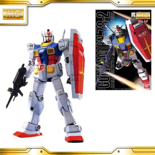BANDAI gundam MG 1/100 RX-78-2 Gundam Ver.1.5 model kids assembled Robot Anime action figure toys