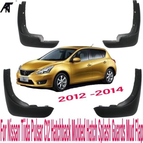 Car Mud Flaps For Nissan Tiida Pulsar C12 Hatchback Molded 2012 -2014 Hatch Splash Guards Mud Flap Mudguards Fender