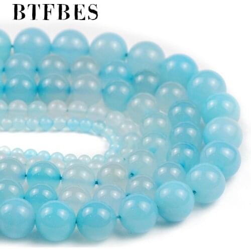 Lake Blue Carnelian Agates Round Beads Smooth Beads For Jewelry Making DIY Bracelet Earrings Accessories 15''inche 4/6/8/10/12mm