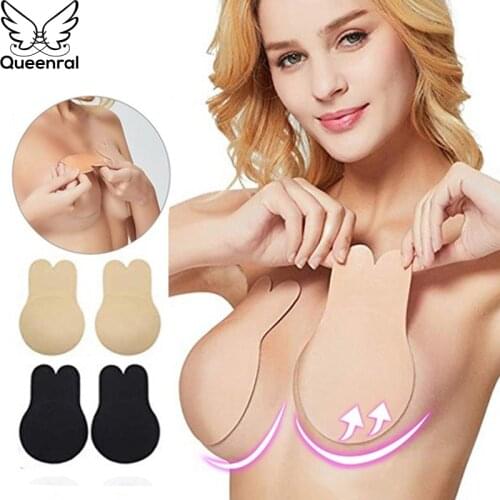 Queenral Dropshipping Invisible Bra Women Strapless Bra Adhesive Sticky Push Up Bras For Women Rabbit Brassiere Lingerie Bra