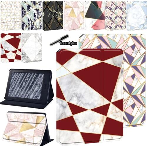 Tablet Case for Amazon Kindle Paperwhite 1/2/3/4/Kindle 10th Gen 2019/Kindle 8th Gen 2016 Geometry Leather Tablet Cover Case