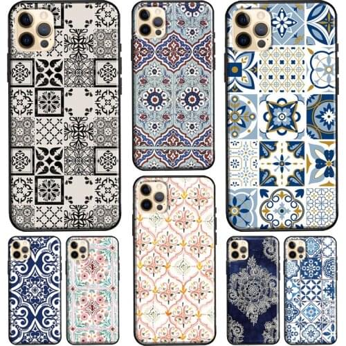 Moroccan Pattern Silicone Case For iPhone XR X XS Max 5S 6S 7 8 Plus SE 2020 11 12 Pro Max Phone Cover