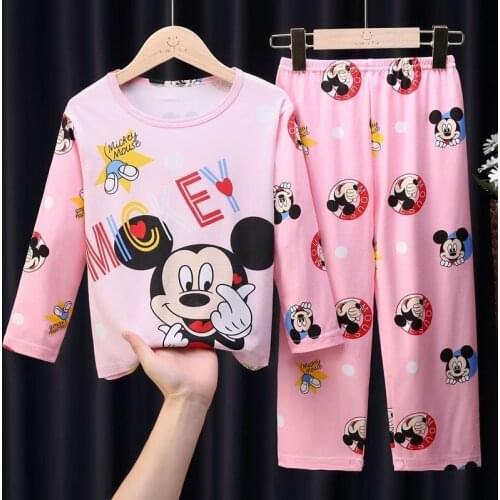 Disney Mickey Mouse boys and girls childrens pajamas fashion long-sleeved cute cartoon suit childrens home service