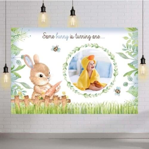 Child Kid Customize Photo Backdrop Cute Rabbit Jungle Leaves Baby Shower Background Birthday Party Wallpapers Banners