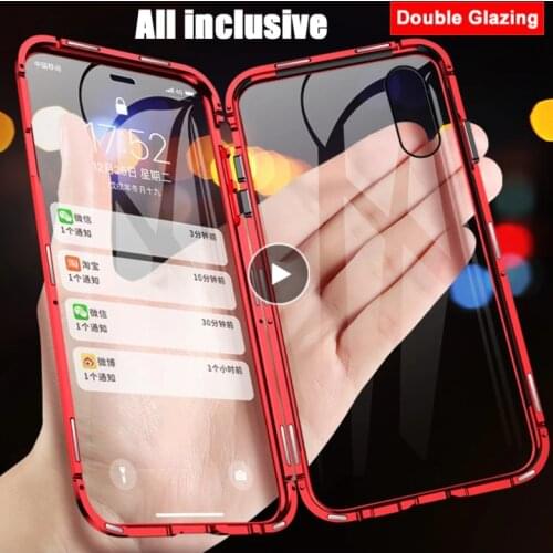360 Protect Magnetic Case For iPhone 12 11 Pro Max X XR Double Sided Premium Glass Case For iPhone 7 8 Plus SE 2020 Cover
