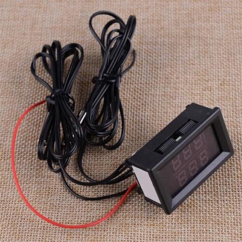 DWCX Universal 96 cm Black Car Dual Digital LED Display Intercooler Supercharger Temperature Gauge Sensor