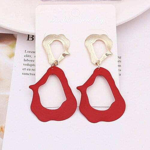 European and American Earring for women atmospheric irregular geometric hollow gold double Stud layer cool girl drop earrings