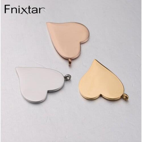 Fnixtar 20Pcs Asymmetry Heart Charms Mirror Polish Stainless Steel Charms DIY Jewelry Making Necklace Bracelet Connector Charms