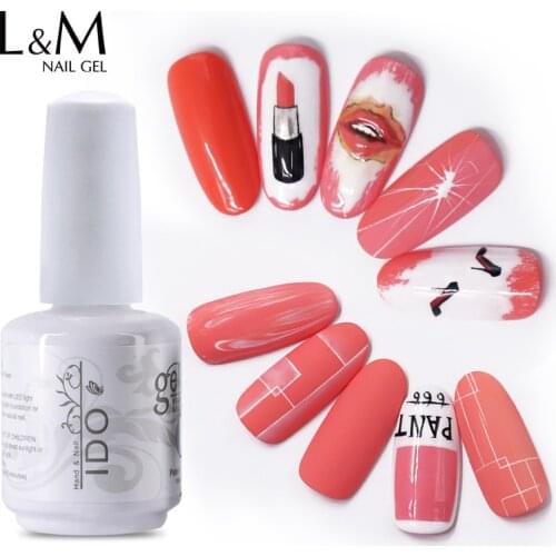 12 Bottle Lot IDO Coral Red Orange Nail Art 15ml Pure Color Gel Nail Polish UV Gel Polish Soak Off