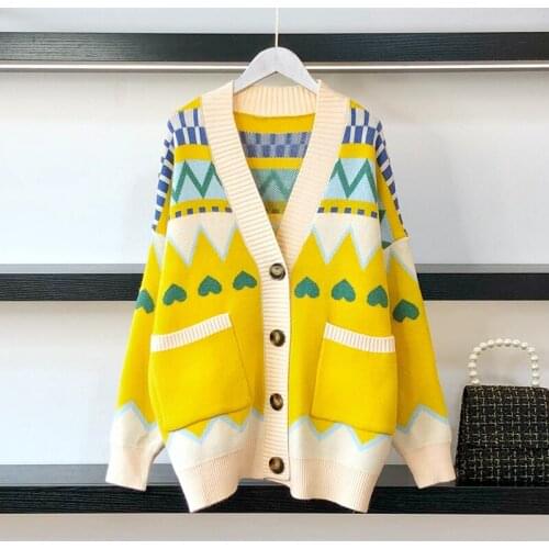 Fashion Stylish Women Sweaters and Cardigan V-neck Lantern Sleeved Loose Thicken Warm Female Home Wear Outwear Coat Tops