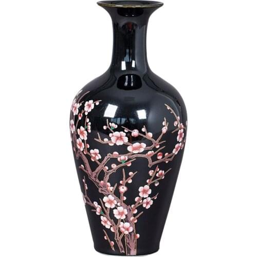 Jingdezhen Ceramics China Style Small Vase Black Glaze Plum Vase Living Room Flower Arrangement Shelf Decorative Arts And Crafts
