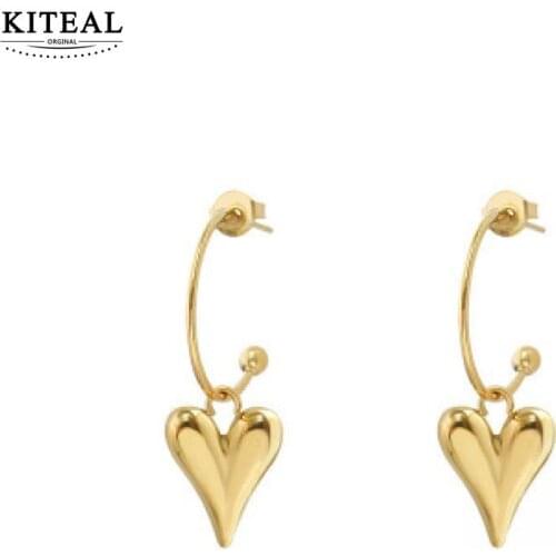 KITEAL Xmas Gift Gold Filled Goddess stud earrings Makings, three-dimensional, heart-shaped women earrings unique