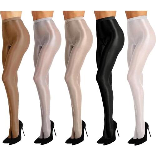 Women Tummy Control Ultra Shimmery Stretchy 70D Thickness Shiny Stockings Nightclub Rave Sexy Pantyhose Performance Dance Tights