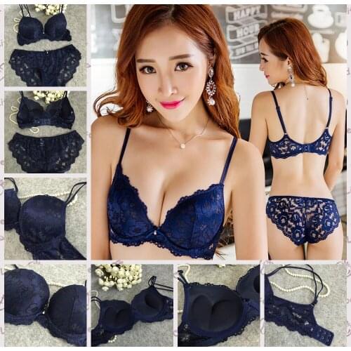 2019 brand new sexy lace bra set Non-Convertible Straps Underwear Sexy Lace Embroidery Bra And Thin Lace Knickers Set 7 Colors