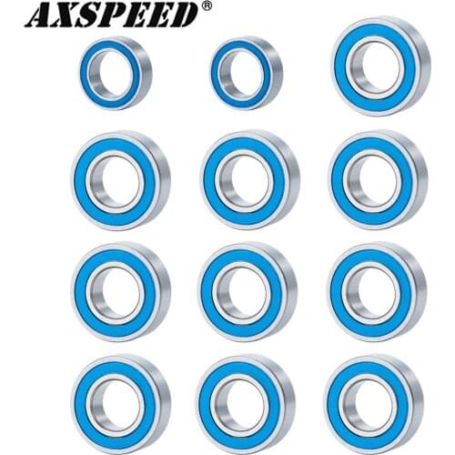 AXSPEED 12PCS Bearing Set Complete Ball Bearing Kit for Tamiya Blackfoot, Mud Blaster & Fast Attack Upgrade Parts